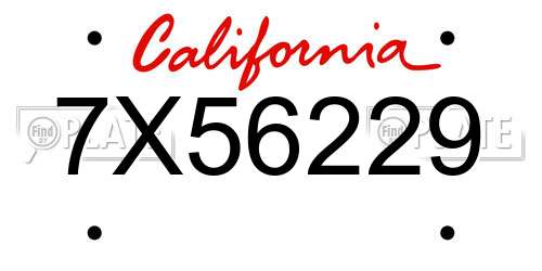 7X56229 California License Plate