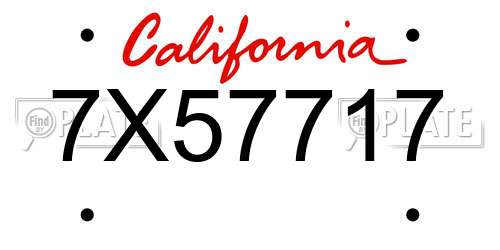 7X57717 California License Plate