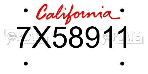 7X58911 California License Plate