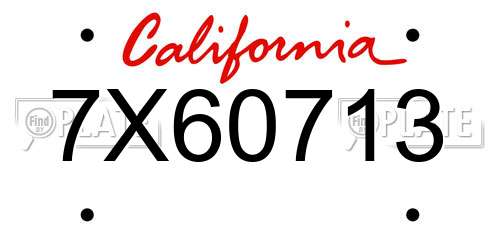 7X60713 California License Plate