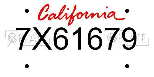 7X61679 California License Plate