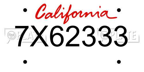 7X62333 California License Plate