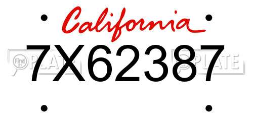 7X62387 California License Plate