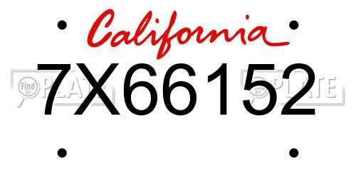 7X66152 California License Plate