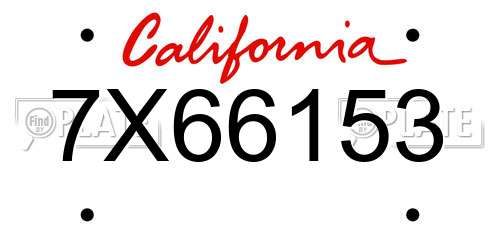 7X66153 California License Plate