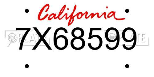 7X68599 California License Plate