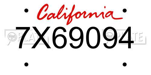 7X69094 California License Plate