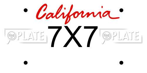 7X7 California License Plate