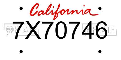 7X70746 California License Plate