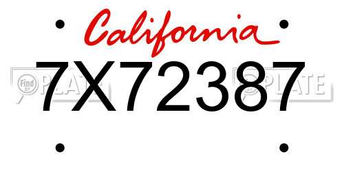 7X72387 California License Plate