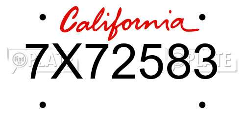 7X72583 California License Plate