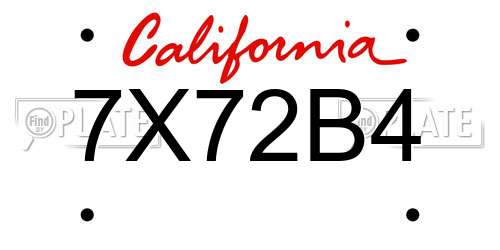 7X72B4 California License Plate