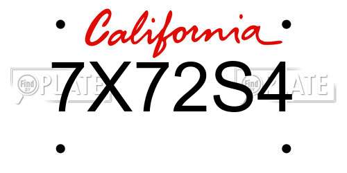 7X72S4 California License Plate