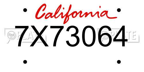 7X73064 California License Plate