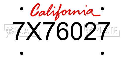 7X76027 California License Plate