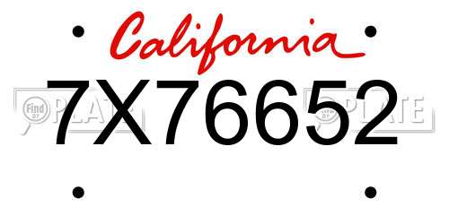 7X76652 California License Plate