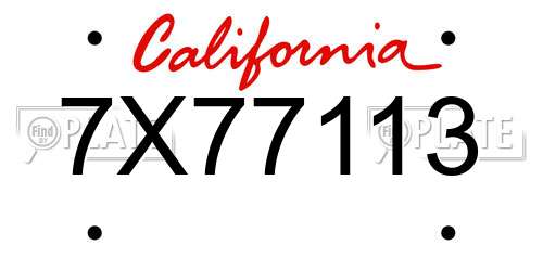 7X77113 California License Plate