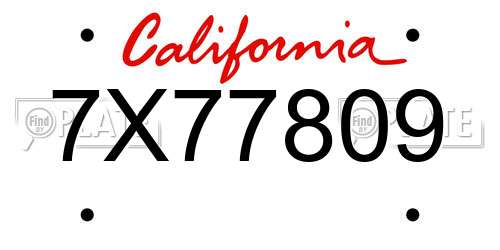7X77809 California License Plate