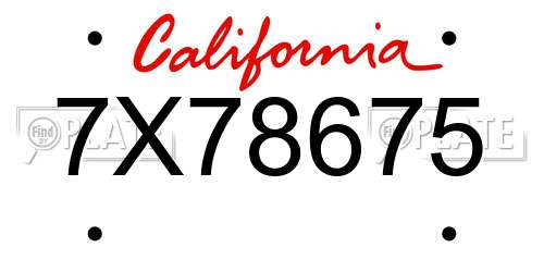 7X78675 California License Plate