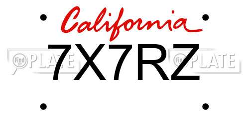 7X7RZ California License Plate