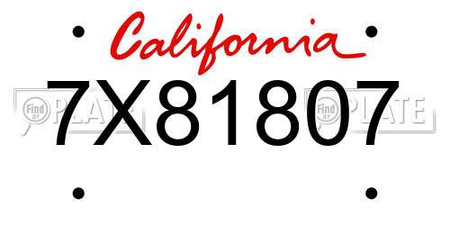 7X81807 California License Plate