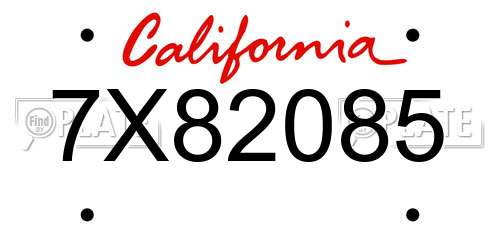 7X82085 California License Plate