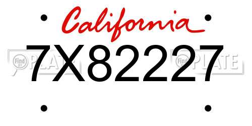 7X82227 California License Plate