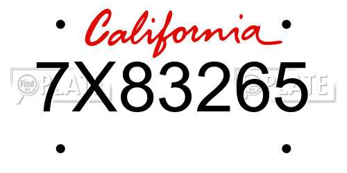 7X83265 California License Plate