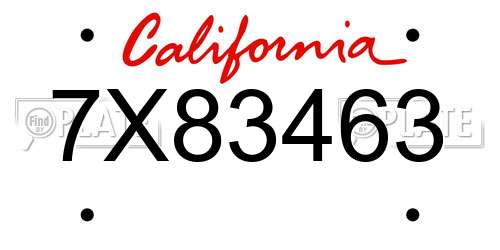 7X83463 California License Plate