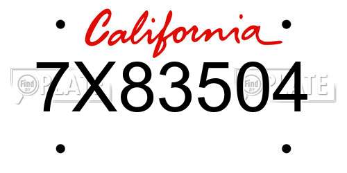 7X83504 California License Plate