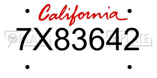 7X83642 California License Plate