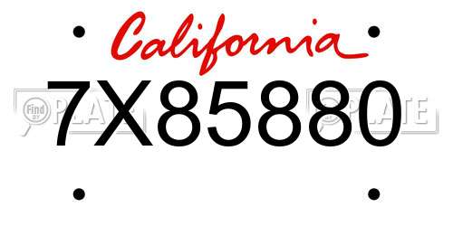 7X85880 California License Plate