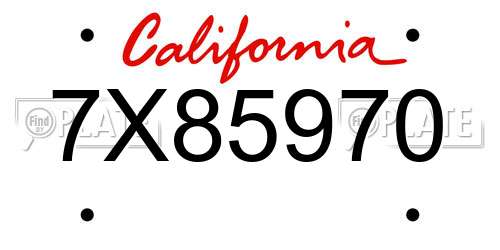 7X85970 California License Plate