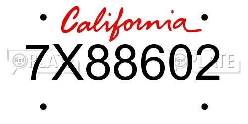 7X88602 California License Plate