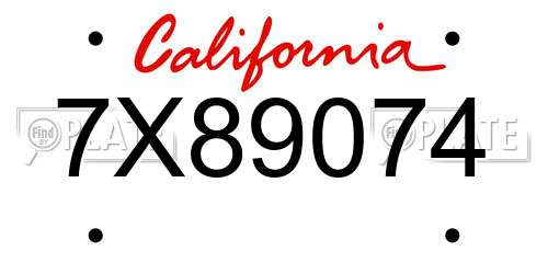 7X89074 California License Plate
