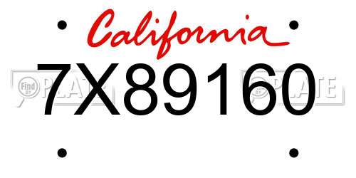 7X89160 California License Plate