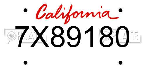 7X89180 California License Plate