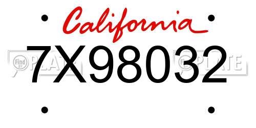 7X98032 California License Plate