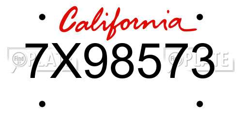 7X98573 California License Plate