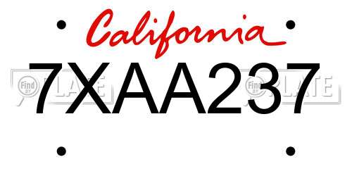 7XAA237 California License Plate