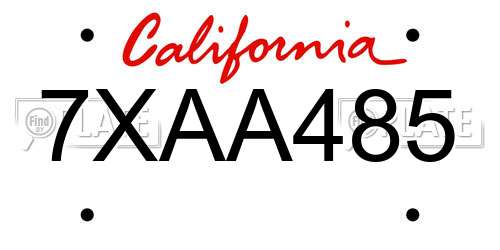 7XAA485 California License Plate