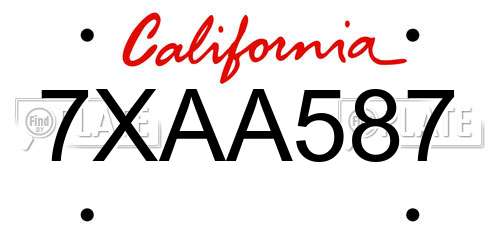 7XAA587 California License Plate