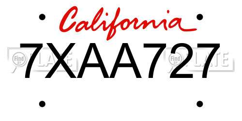 7XAA727 California License Plate