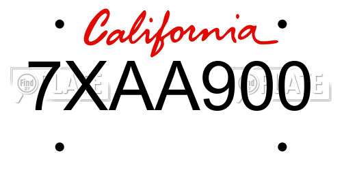 7XAA900 California License Plate