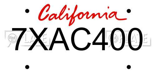 7XAC400 California License Plate