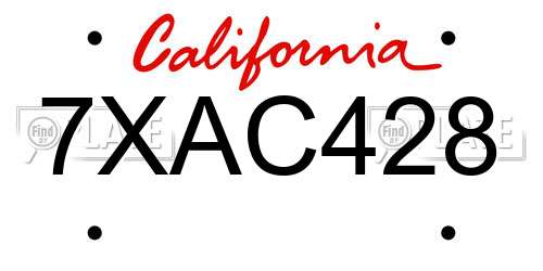 7XAC428 California License Plate