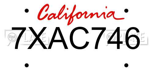7XAC746 California License Plate