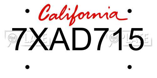 7XAD715 California License Plate
