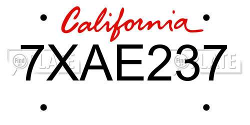 7XAE237 California License Plate