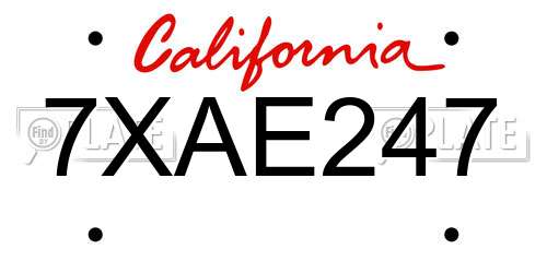 7XAE247 California License Plate